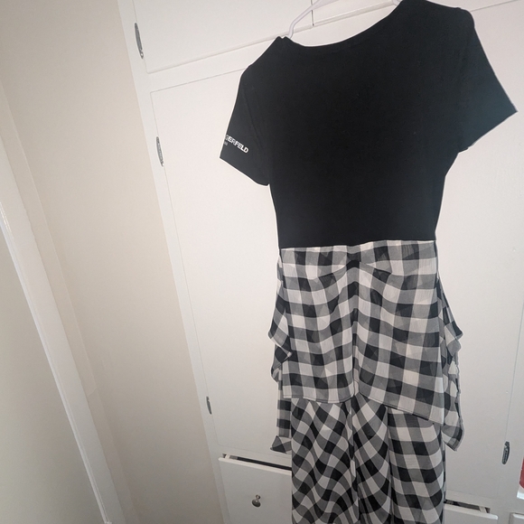 Karl Lagerfeld Monochrome Checkered Midi Dress - Picture 5 of 5